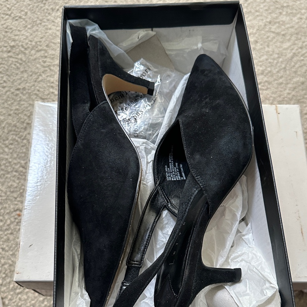 Leith Black Suede Slingback Heels
